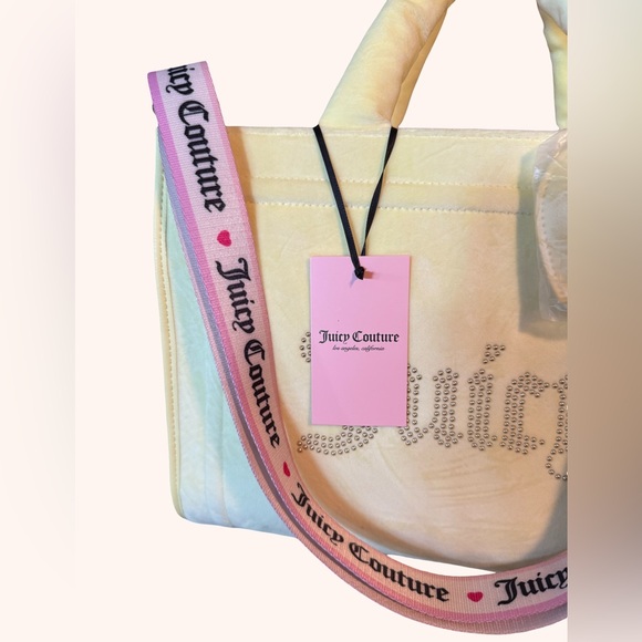 Juicy Couture NWT Amazing Juicy Yellow Fun Medium Velour Tote Bag (P147) - Picture 2 of 8